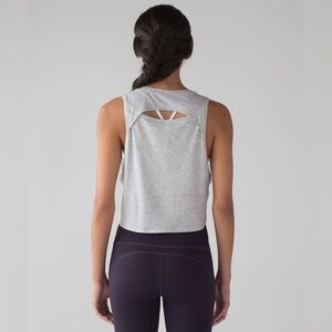Lululemon Cut Back Crop Tank - Heathered Vapor - 10